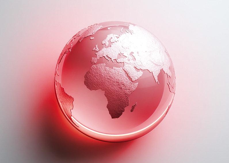 Globe in pink background 