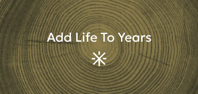 Add Life to Years quote on brown background and the Notia Medcare symbol below the phrase. 